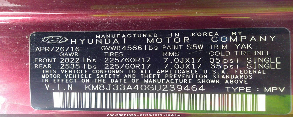 KM8J33A40GU239464 2016 HYUNDAI TUCSON photo no. 9