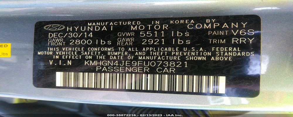 KMHGN4JE9FU073821 2015 HYUNDAI GENESIS photo no. 9