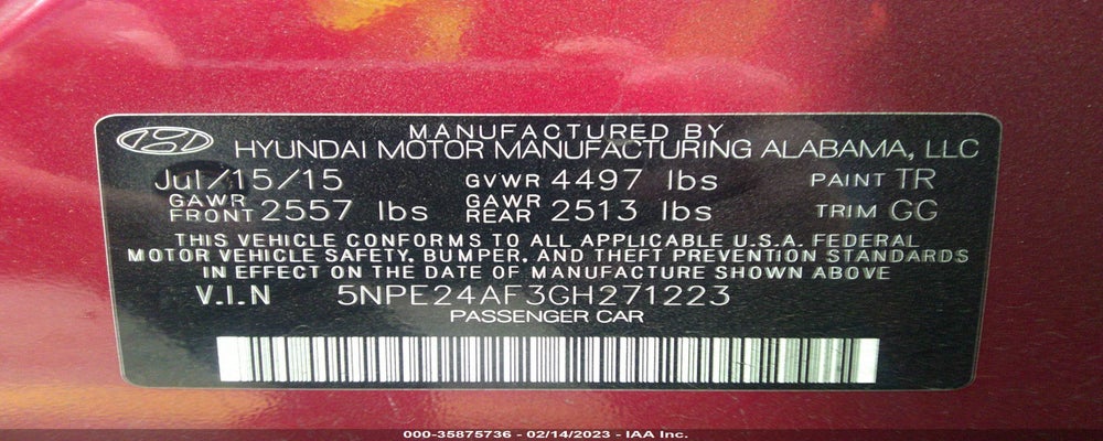 5NPE24AF3GH271223 2016 HYUNDAI SONATA photo no. 9