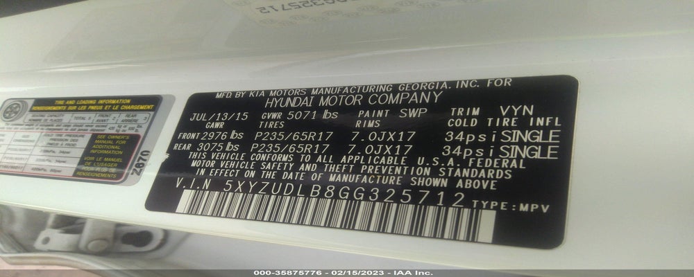 5XYZUDLB8GG325712 2016 HYUNDAI SANTA FE SPORT photo no. 9