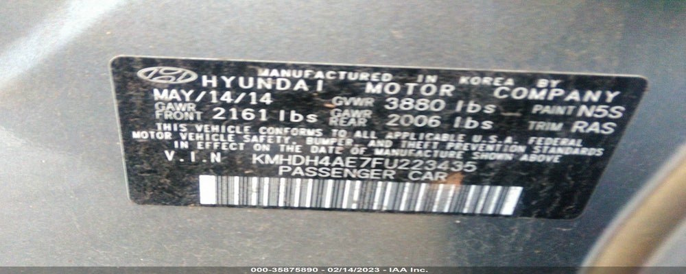 KMHDH4AE7FU223435 2015 HYUNDAI ELANTRA photo no. 9