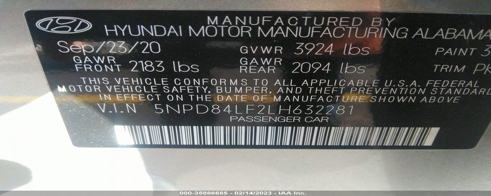 5NPD84LF2LH632281 2020 HYUNDAI ELANTRA photo no. 9