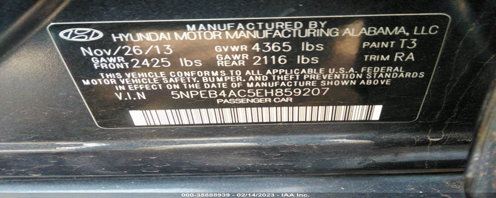 5NPEB4AC5EH859207 2014 HYUNDAI SONATA photo no. 9