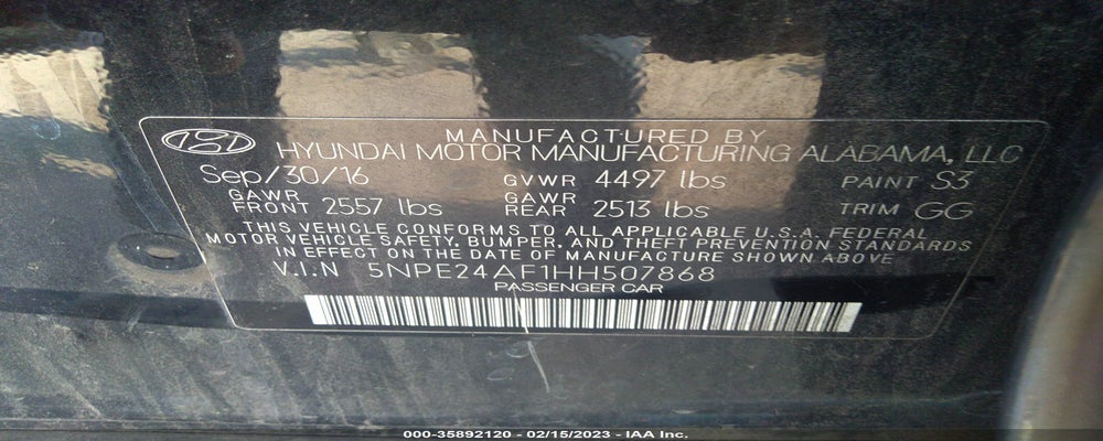5NPE24AF1HH507868 2017 HYUNDAI SONATA photo no. 9