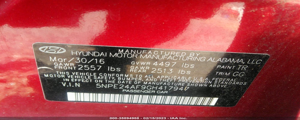5NPE24AF9GH417947 2016 HYUNDAI SONATA photo no. 9
