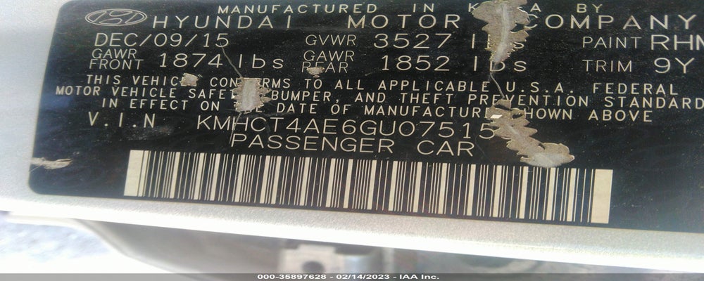 KMHCT4AE6GU075158 2016 HYUNDAI ACCENT photo no. 9