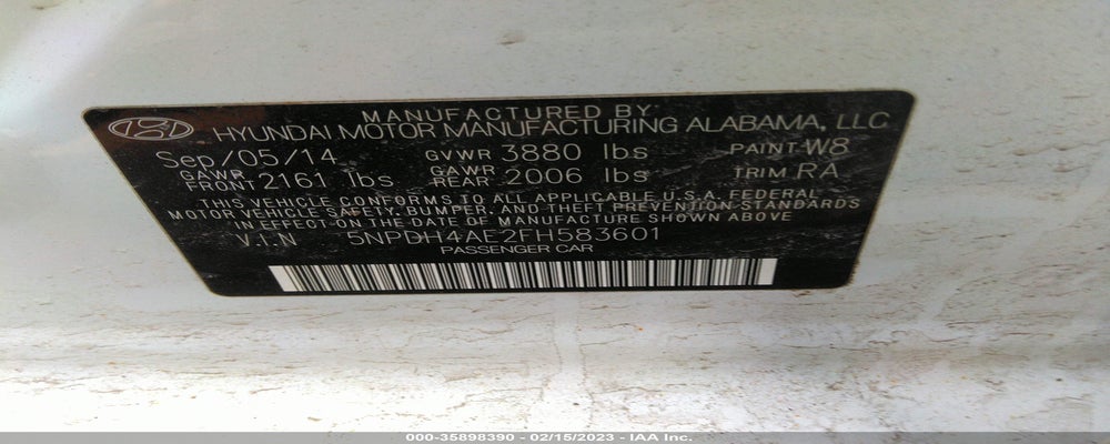 5NPDH4AE2FH583601 2015 HYUNDAI ELANTRA photo no. 9