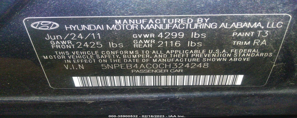 5NPEB4AC0CH324248 2012 HYUNDAI SONATA photo no. 9