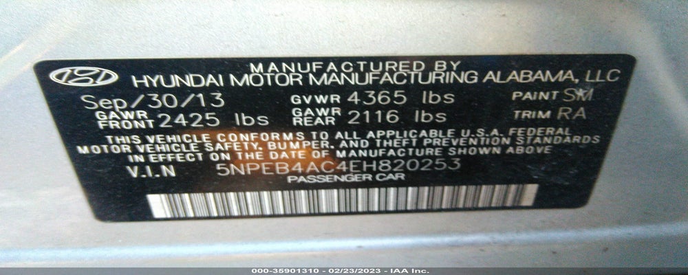 5NPEB4AC4EH820253 2014 HYUNDAI SONATA photo no. 9