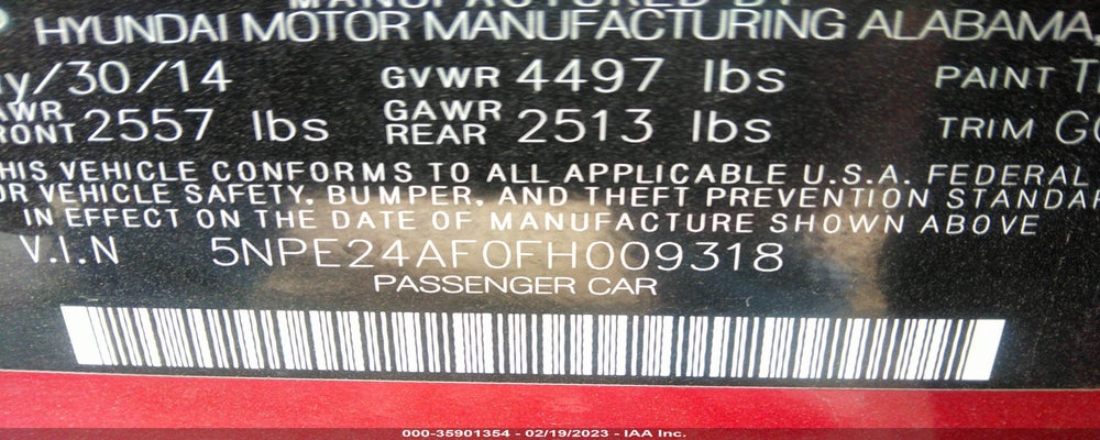 5NPE24AF0FH009318 2015 HYUNDAI SONATA photo no. 9