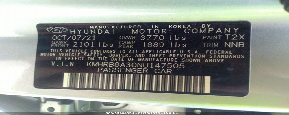 KMHRB8A30NU147505 2022 HYUNDAI VENUE photo no. 9