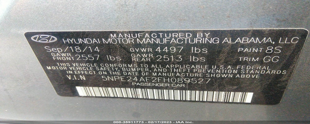 5NPE24AF2FH089527 2015 HYUNDAI SONATA photo no. 9