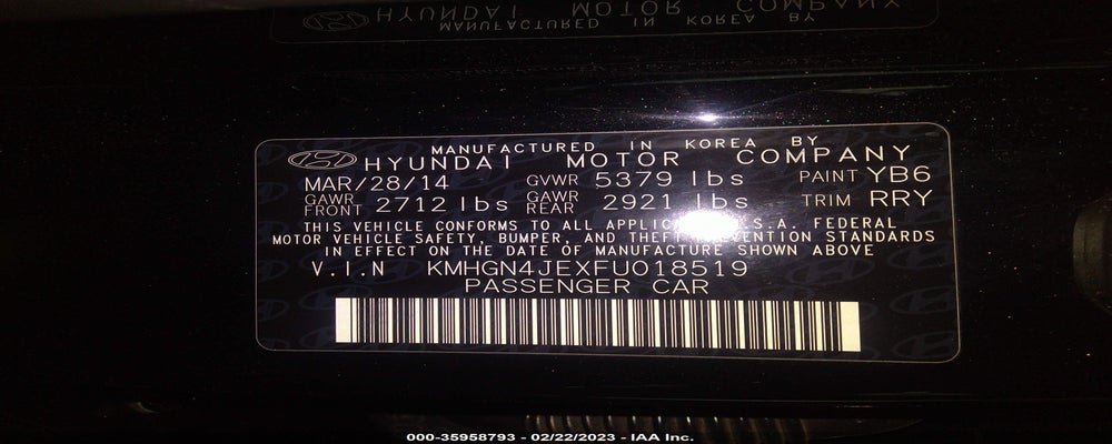 KMHGN4JEXFU018519 2015 HYUNDAI GENESIS photo no. 9