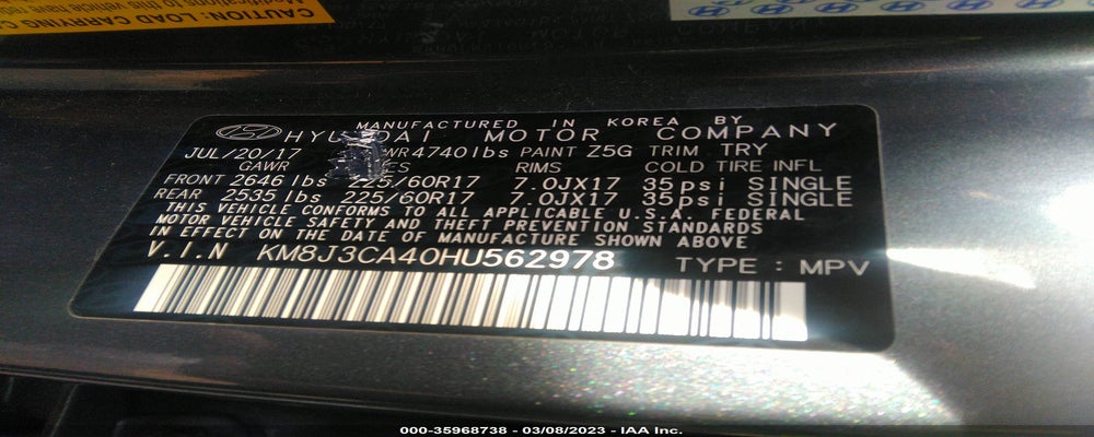 KM8J3CA40HU562978 2017 HYUNDAI TUCSON photo no. 9