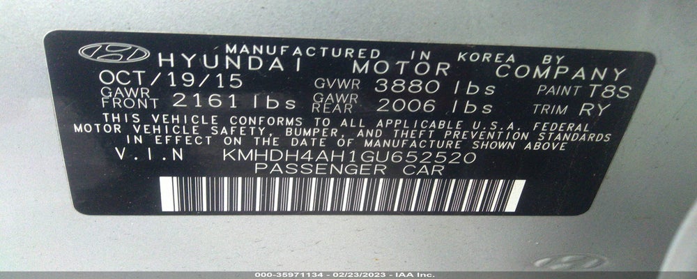 KMHDH4AH1GU652520 2016 HYUNDAI ELANTRA photo no. 9