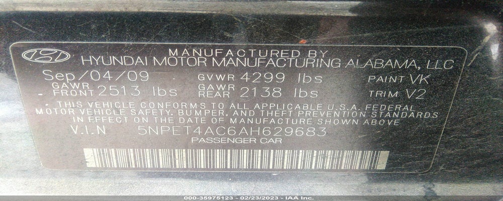 5NPET4AC6AH629683 2010 HYUNDAI SONATA photo no. 9