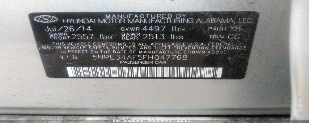 5NPE34AF5FH047768 2015 HYUNDAI SONATA photo no. 9