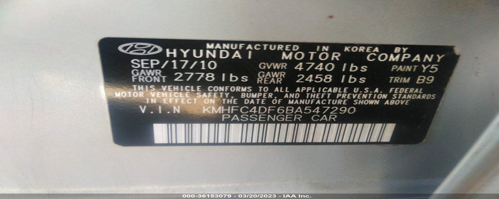KMHFC4DF6BA547290 2011 HYUNDAI AZERA photo no. 9