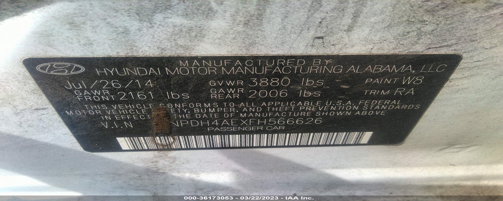 5NPDH4AEXFH566626 2015 HYUNDAI ELANTRA photo no. 9