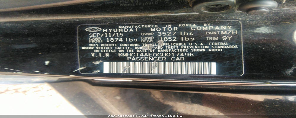 KMHCT4AE0GU017496 2016 HYUNDAI ACCENT photo no. 9