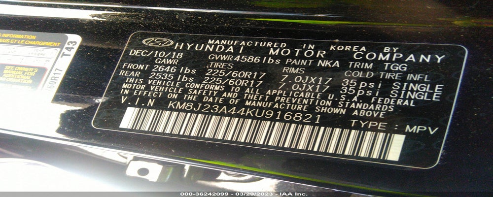 KM8J23A44KU916821 2019 HYUNDAI TUCSON photo no. 9