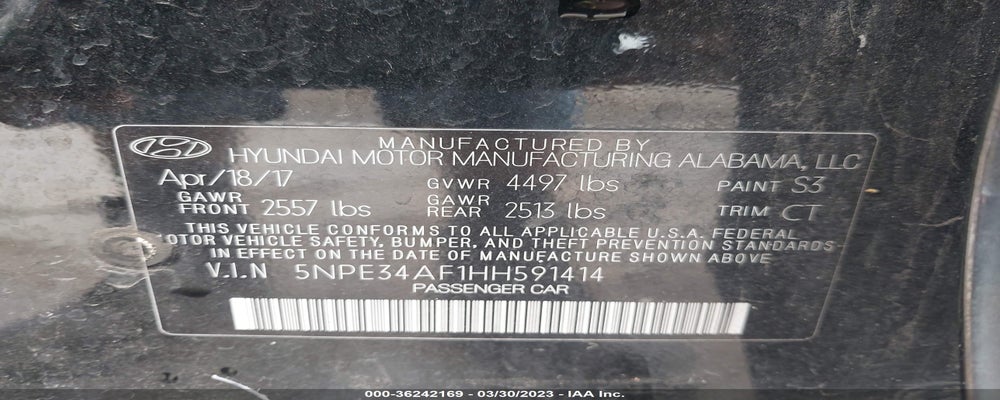 5NPE34AF1HH591414 2017 HYUNDAI SONATA photo no. 9