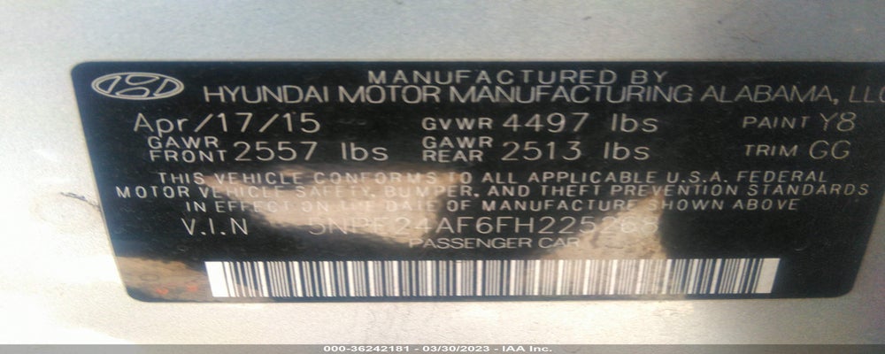 5NPE24AF6FH225268 2015 HYUNDAI SONATA photo no. 9