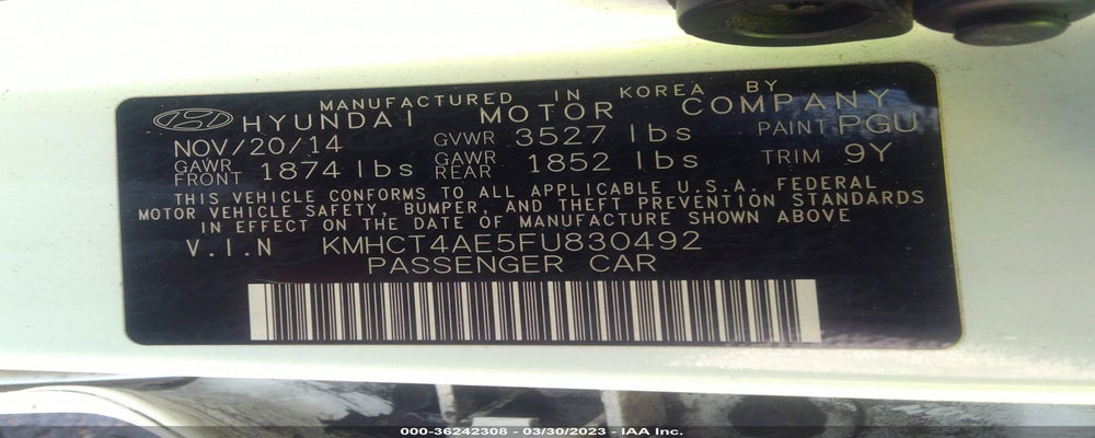 KMHCT4AE5FU830492 2015 HYUNDAI ACCENT photo no. 9