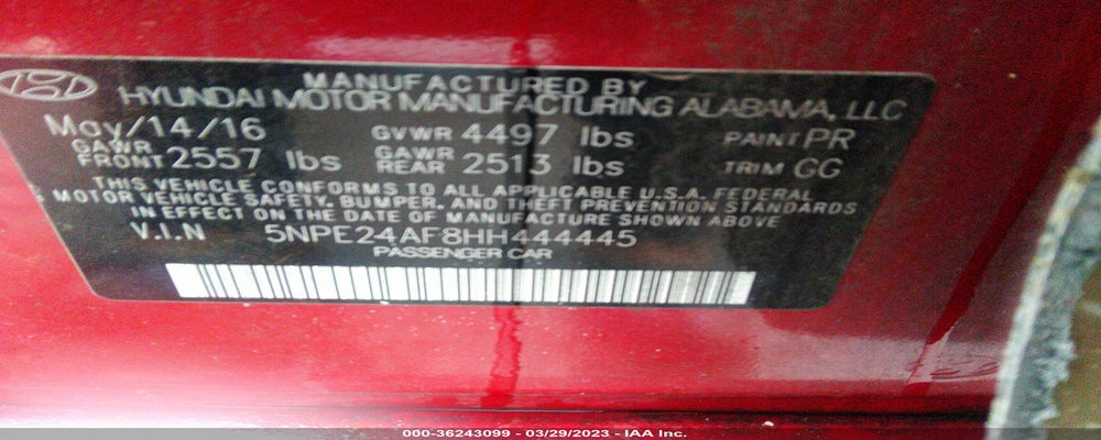 5NPE24AF8HH444445 2017 HYUNDAI SONATA photo no. 9