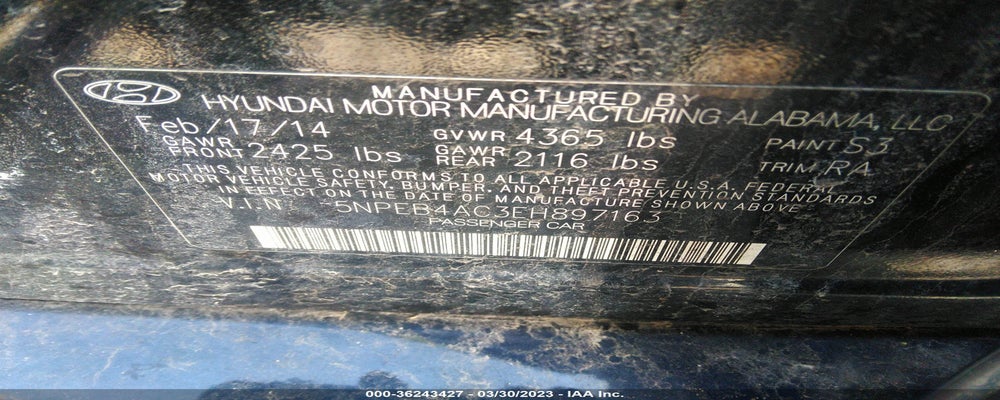 5NPEB4AC3EH897163 2014 HYUNDAI SONATA photo no. 9