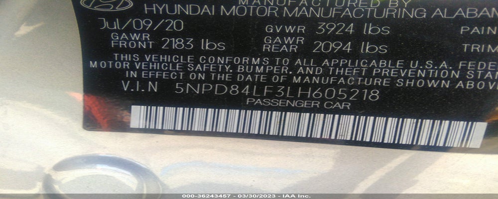 5NPD84LF3LH605218 2020 HYUNDAI ELANTRA photo no. 9