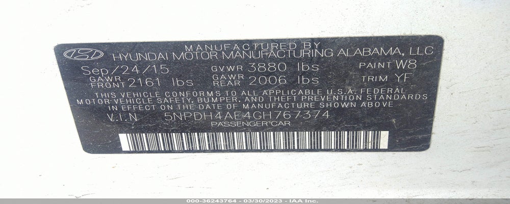 5NPDH4AE4GH767374 2016 HYUNDAI ELANTRA photo no. 9