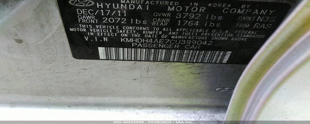KMHDH4AE7CU399042 2012 HYUNDAI ELANTRA photo no. 9