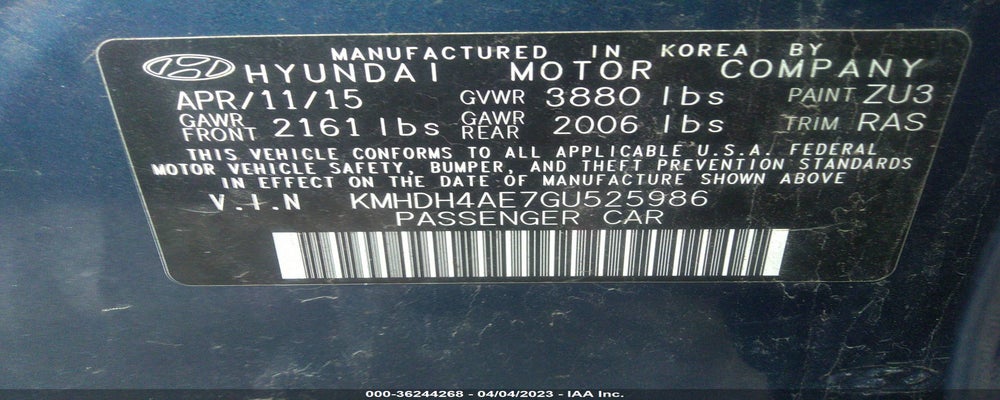 KMHDH4AE7GU525986 2016 HYUNDAI ELANTRA photo no. 9