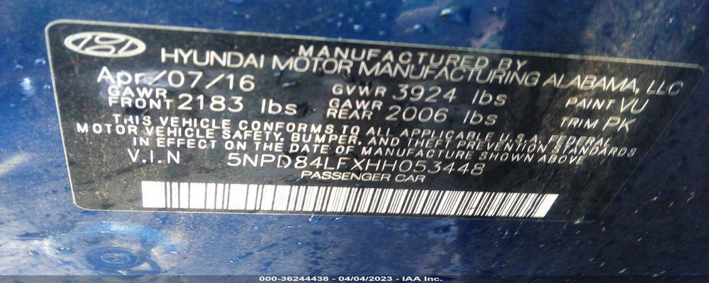 5NPD84LFXHH053448 2017 HYUNDAI ELANTRA photo no. 9