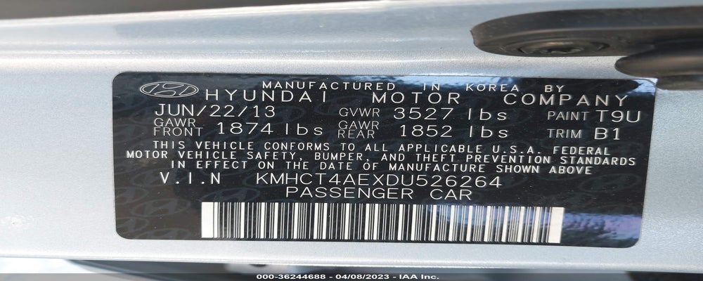 KMHCT4AEXDU526264 2013 HYUNDAI ACCENT photo no. 9