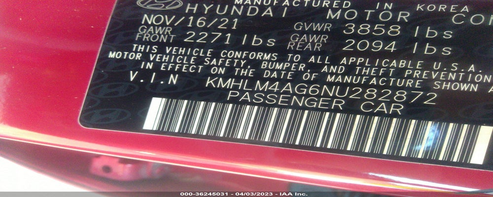 KMHLM4AG6NU282872 2022 HYUNDAI ELANTRA photo no. 9