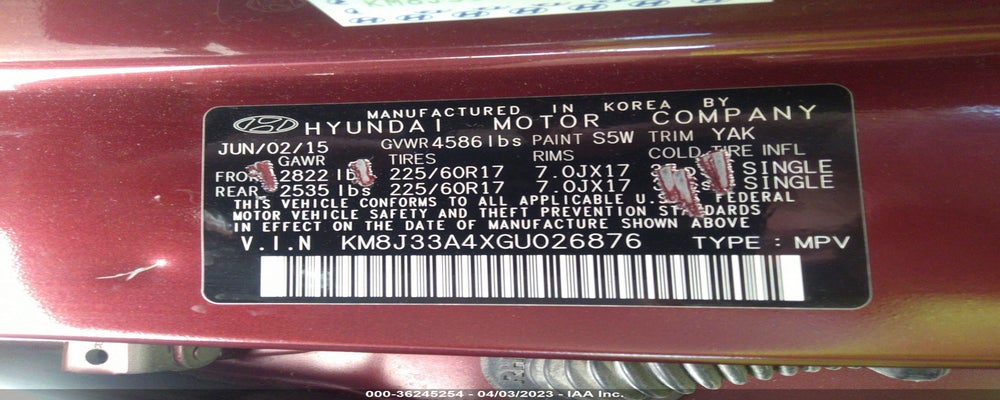 KM8J33A4XGU026876 2016 HYUNDAI TUCSON photo no. 9
