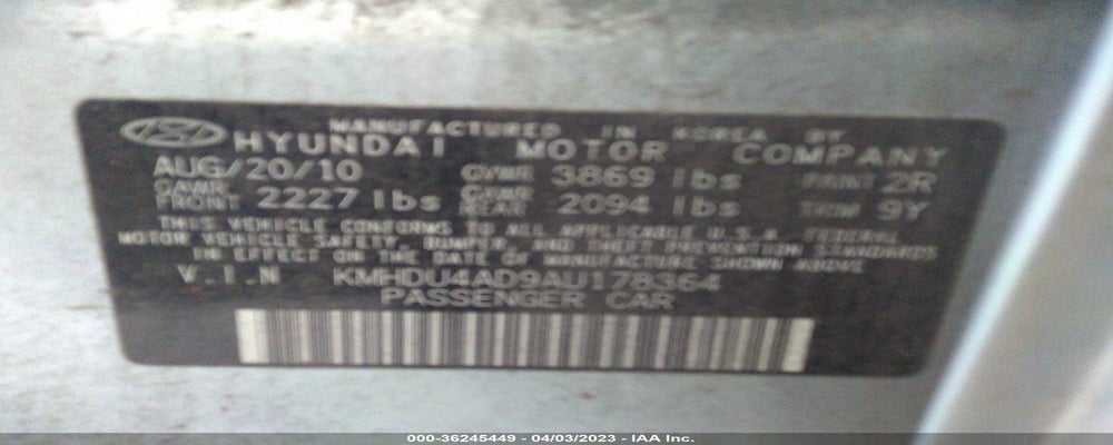 KMHDU4AD9AU178364 2010 HYUNDAI ELANTRA photo no. 9