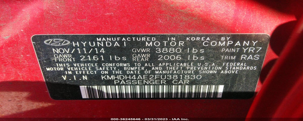 KMHDH4AE2FU381830 2015 HYUNDAI ELANTRA photo no. 9