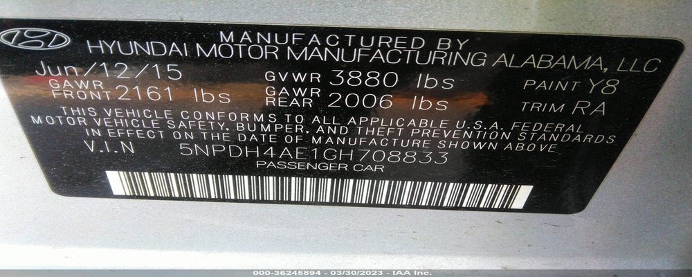 5NPDH4AE1GH708833 2016 HYUNDAI ELANTRA photo no. 9