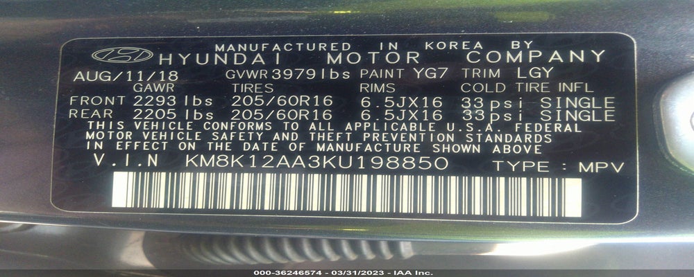 KM8K12AA3KU198850 2019 HYUNDAI KONA photo no. 9
