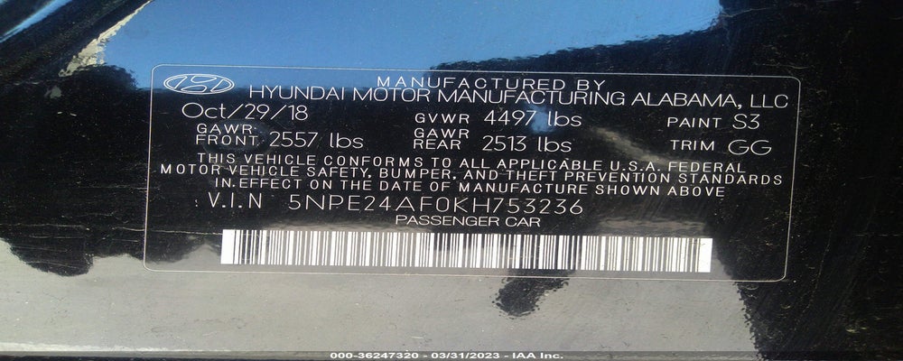 5NPE24AF0KH753236 2019 HYUNDAI SONATA photo no. 9