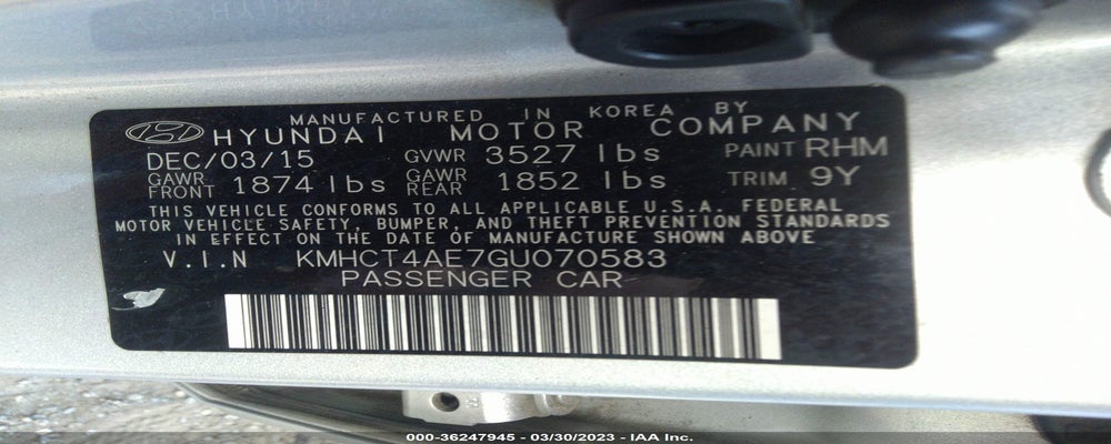 KMHCT4AE7GU070583 2016 HYUNDAI ACCENT photo no. 9
