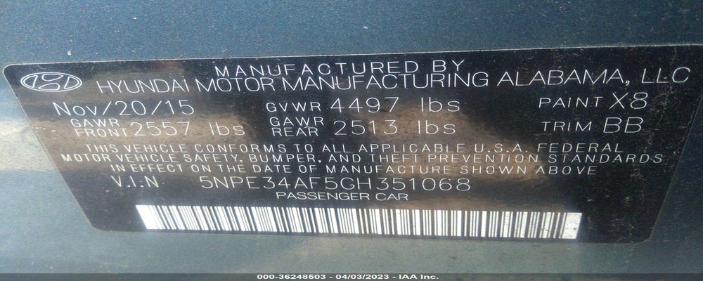 5NPE34AF5GH351068 2016 HYUNDAI SONATA photo no. 9