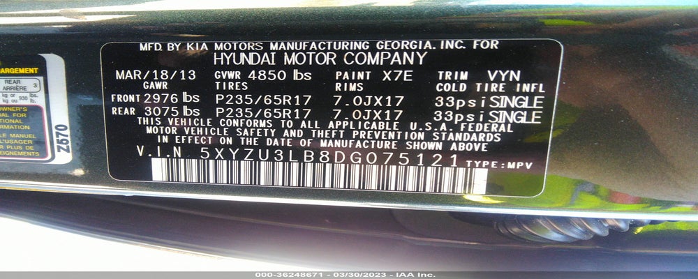 5XYZU3LB8DG075121 2013 HYUNDAI SANTA FE SPORT photo no. 9