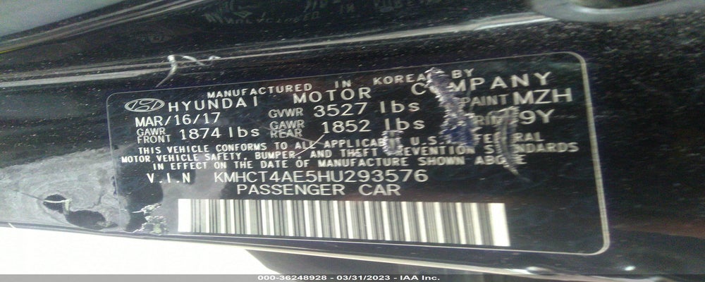 KMHCT4AE5HU293576 2017 HYUNDAI ACCENT photo no. 9