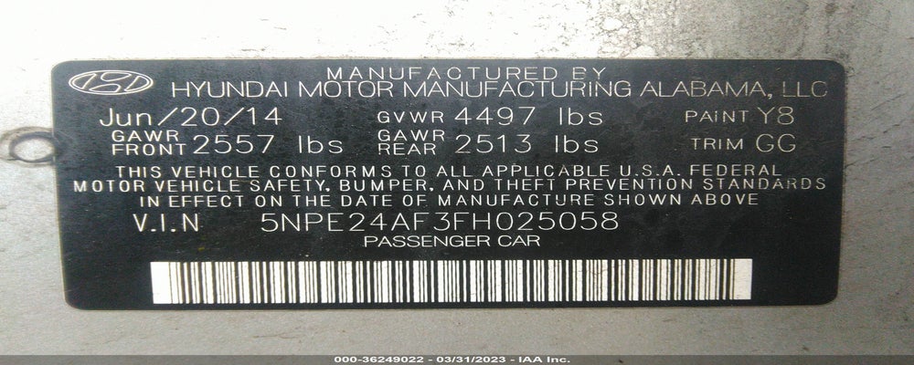 5NPE24AF3FH025058 2015 HYUNDAI SONATA photo no. 9