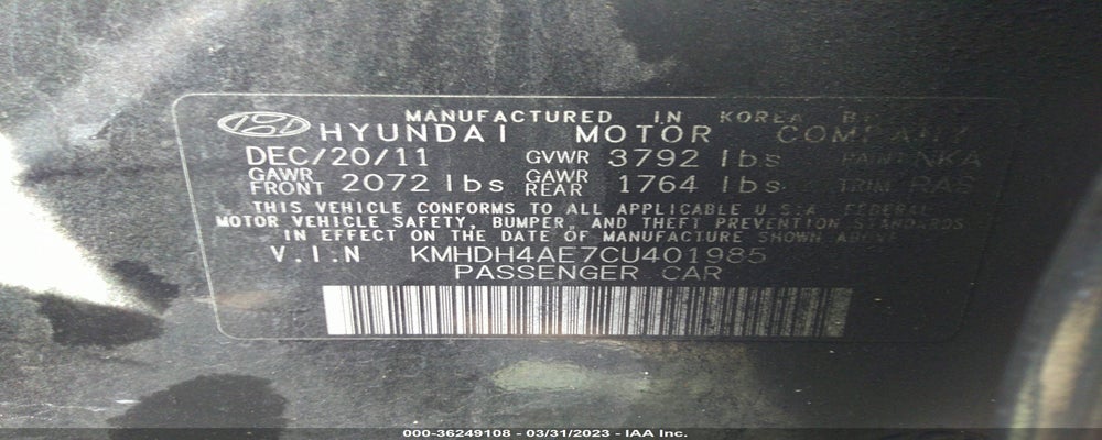 KMHDH4AE7CU401985 2012 HYUNDAI ELANTRA photo no. 9