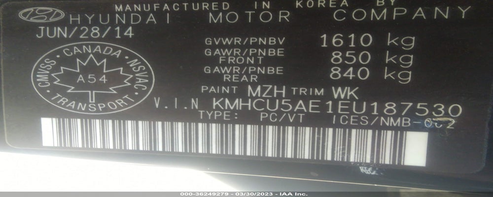KMHCU5AE1EU187530 2014 HYUNDAI ACCENT photo no. 9